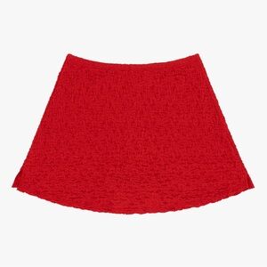 Lisa Says Gah Red Textured Mini Skirt